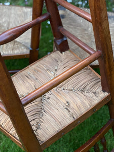 Set Of Six Ash Spindle Back Rush Seated North Country  Side Chairs