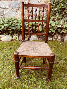 Set Of Six Ash Spindle Back Rush Seated North Country  Side Chairs