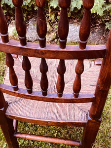 Set Of Six Ash Spindle Back Rush Seated North Country  Side Chairs